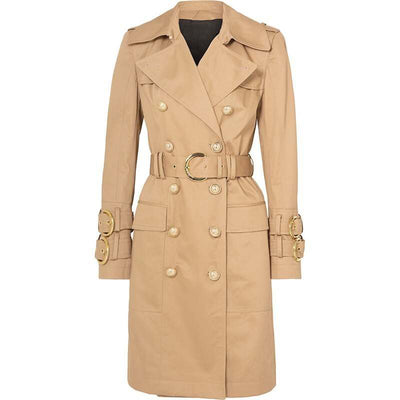 double-breasted belted trench coat